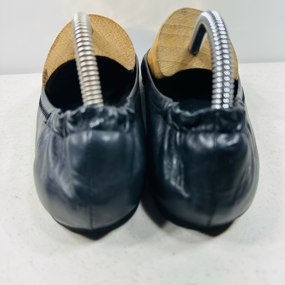 TORY BURCH BLACK LEATHER GOLD REVA BALLET FLATS SZ 9 - Picture 4 of 6